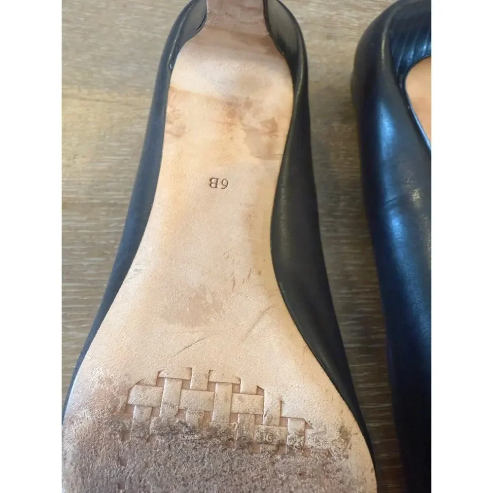 COLE HAAN Black Leather Open Toe Pump Heels Women size 6